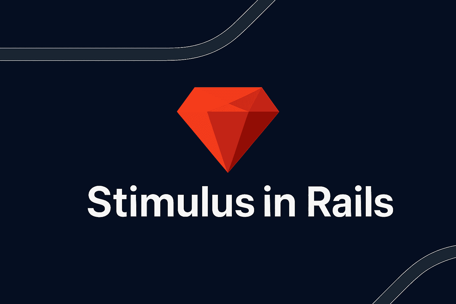 A red ruby at centre with text "stimulus on rails"