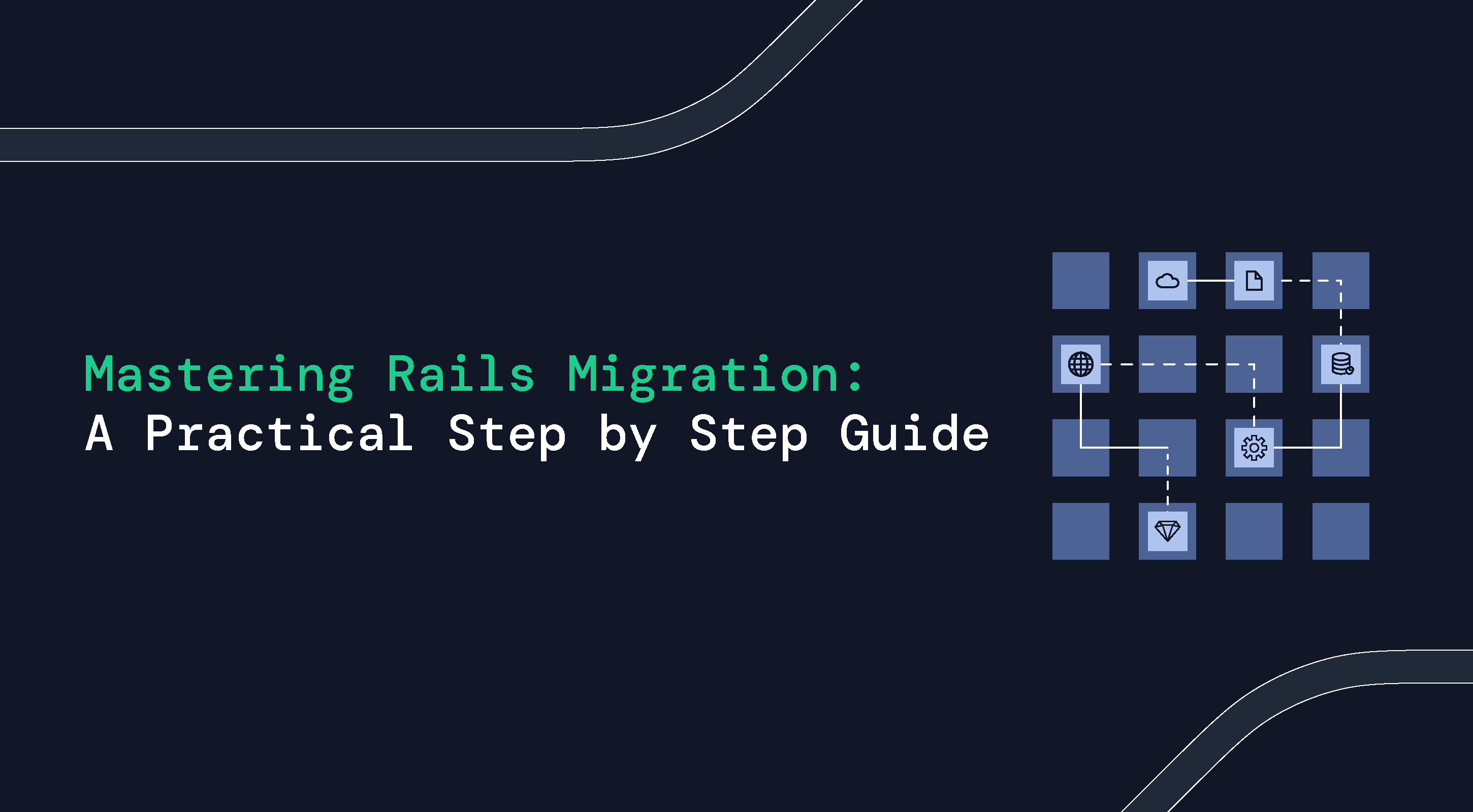 The process of Rails migration is represented with multiple squares