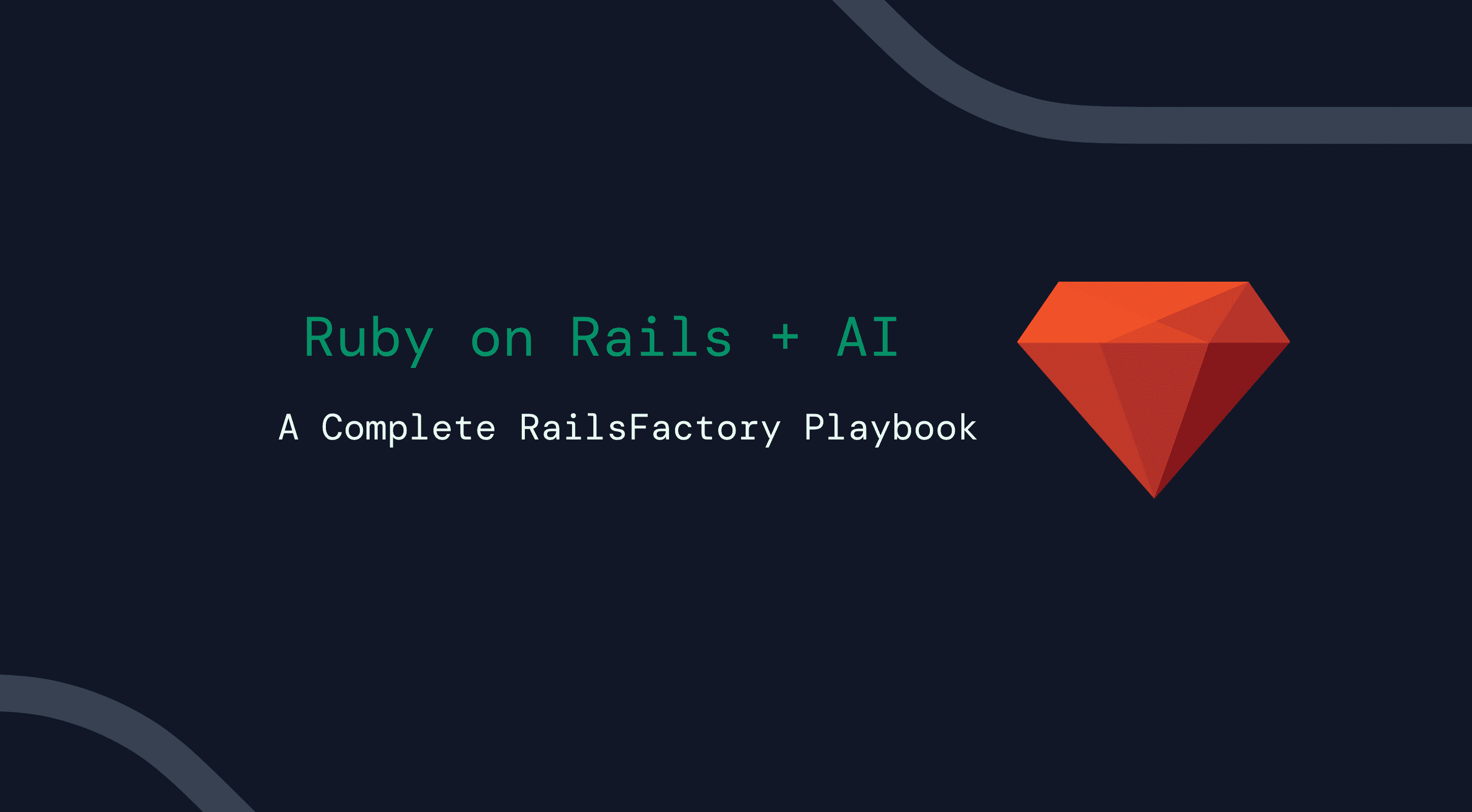 Illustration of red ruby gem with text "Rails + Ai" alongside